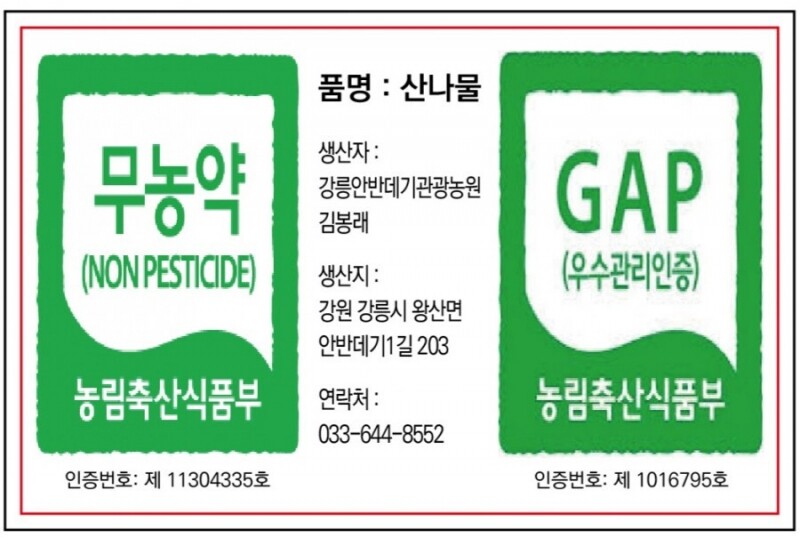 강릉팜,강릉 안반데기 무농약 장아찌 산마늘 400g + 눈개승마 400g