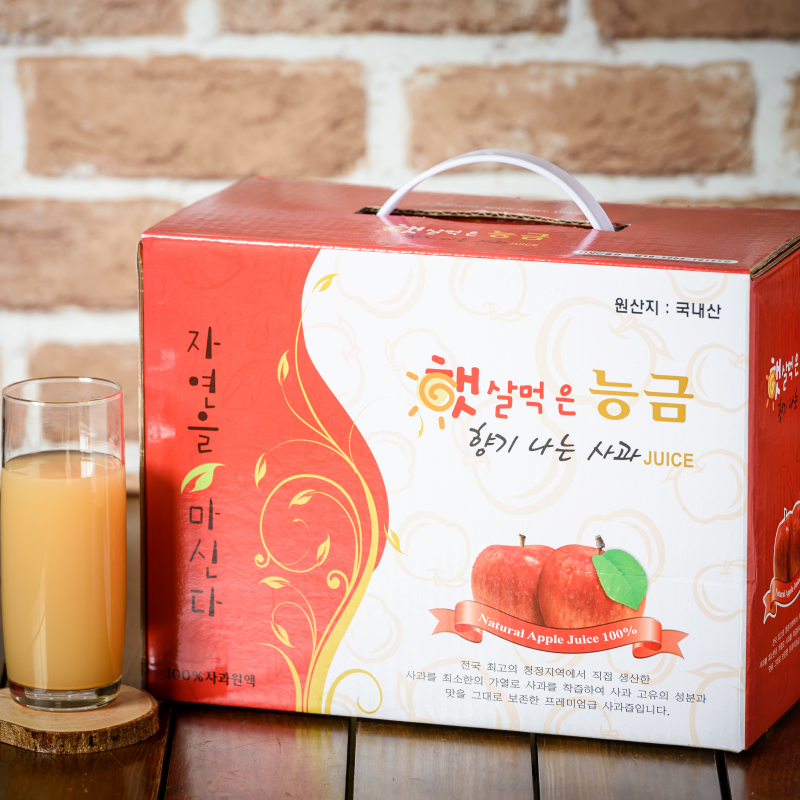 강릉팜,삽당령사과-생 사과즙 100% 120ml 50포 명품사과즙 착즙 아기쥬스 고랭지 강릉 왕산 정선 임계 삽당령사과