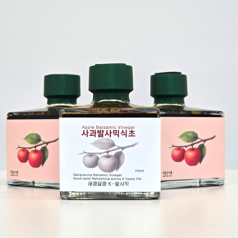 강릉팜,하슬라 자연발효 발사믹식초 200ml 2종선물세트 사과 산사보리 약콩엉겅퀴 커피