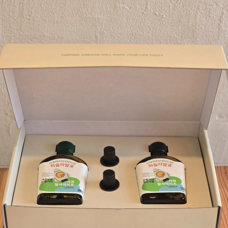 강릉팜,하슬라 자연발효 발사믹식초 200ml 2종선물세트 사과 산사보리 약콩엉겅퀴 커피