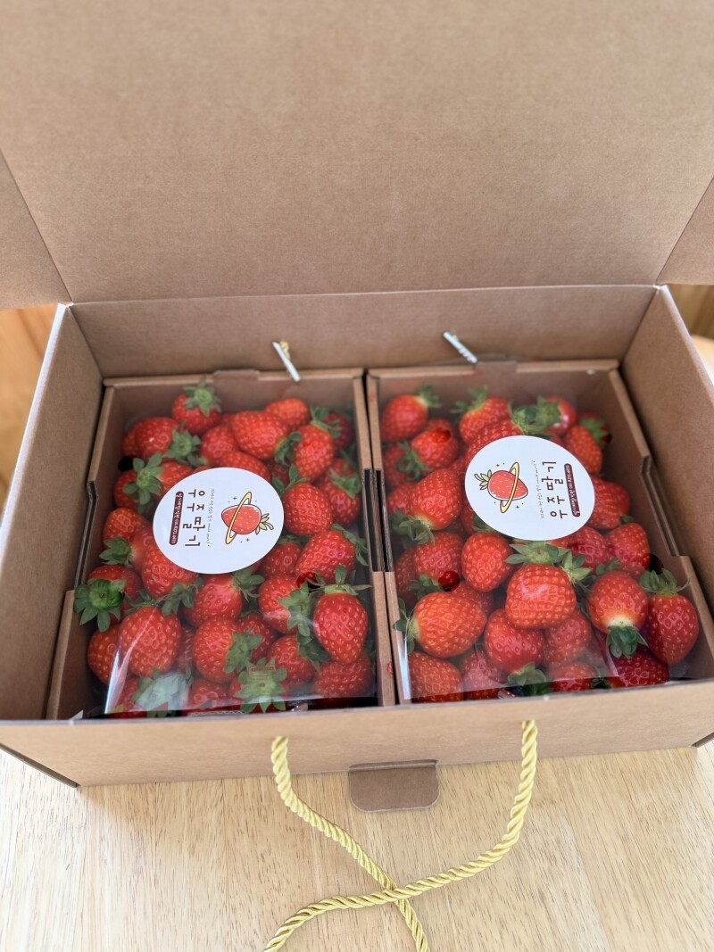 강릉팜,우주[픽업전용/2월5일부터 픽업가능]1kgx2박스 선물세트 농장 직배송 강릉 우주딸기농장 고당도 설향딸기 GAP 인증 당일수확